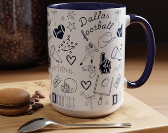 Dallas Cowboys Ceramic Coffee Mug – Football Pattern, Gift for Sports Fans