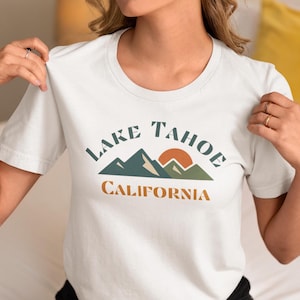 Camiseta del Lago Tahoe, California, regalo para amantes del esquí, camiseta para vacaciones de esquí en Wyoming, camisetas para viajes en grupo, camiseta de senderismo