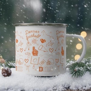 Denver Broncos Fan Enamel Mug | NFL Football Coffee Cup