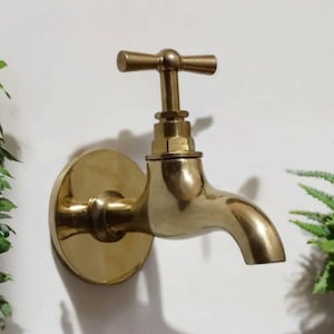 Small brass water tap vintage, Unlacquered Brass water Spigot,