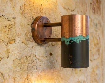 Artisan Handcrafted Patina Copper Wall Sconce – Luxury Industrial Lighting