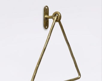 Unlacquered Antique Copper Triangle Towel Ring - Solid Brass Rustic Bathroom Hardware