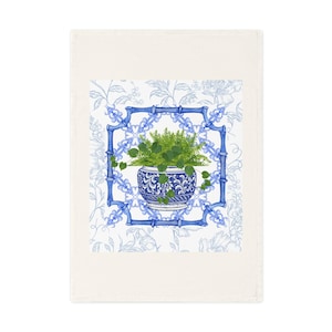 Blue and White Tea Towel, Kitchen Decor, Gift for Plant Lovers, Home Essentials, Eco-Friendly Dish TowelFresh design original