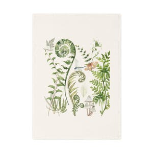 Nature-Inspired Cotton Tea Towel, Botanical Kitchen Decor, Eco-Friendly Gift, Kitchen Towel, Rustic Home Decor, Housewarming Gift