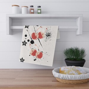 Charming Cherry Print Tea Towels, Kitchen Decor, Gift for Home Cooks, Fun Housewarming, Unique Kitchen Accessory, Artisanal Cotton Towels