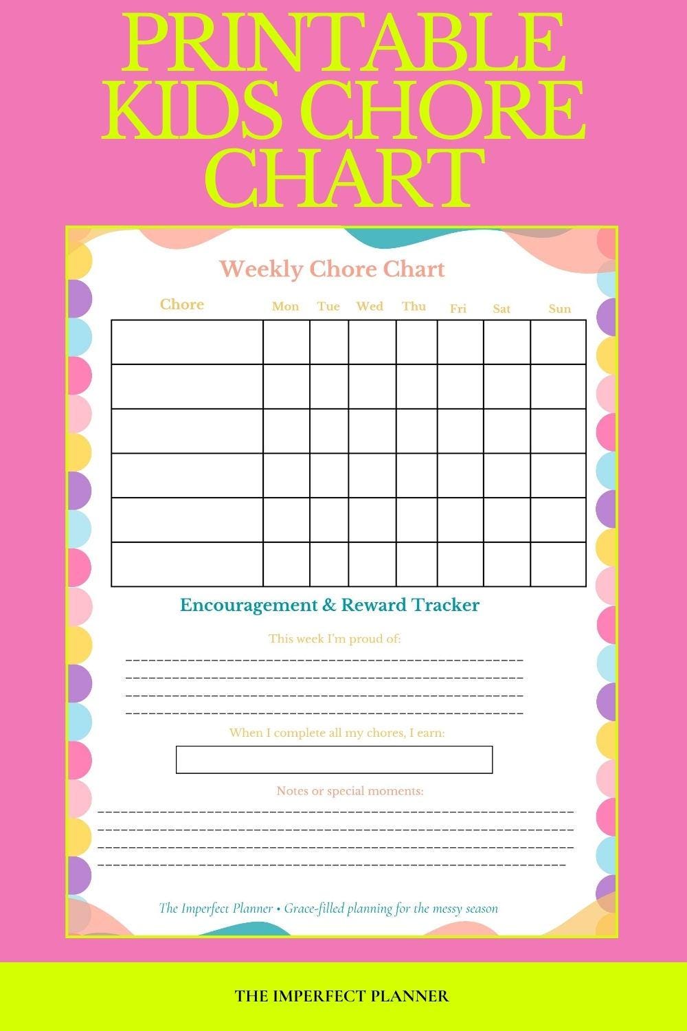 Printable Chore Chart for Kids - Reward & Routine Tracker for Boys and ...