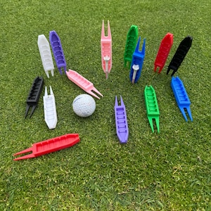 Multi-Color Tee Adjuster & Divot Tool – 2-in-1 Golf Green Repair Tool