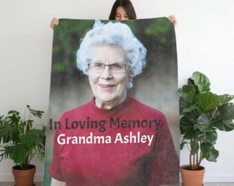 Personalisierte Gedenkdecke - Individueller Erinnerungswurf, Beileidsgeschenk für den Verlust eines geliebten Menschen