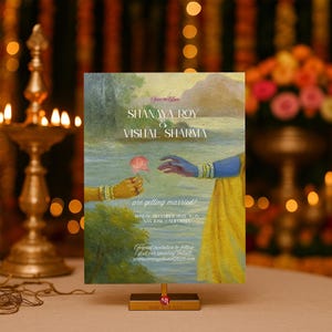 Bewerkbare Save the Date Indiase bruiloft | Aangepaste hindoe-trouwkaart | Traditionele Shaadi-kaart | Canvas | Direct downloaden