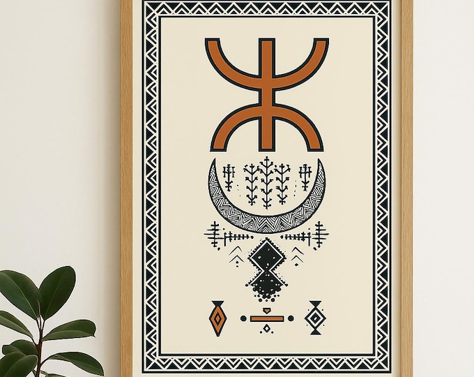 Pack de 5 posters- affiche- art mural amazigh à télécharger, tableau amazigh, Très haute résolution d'image, art à imprimer