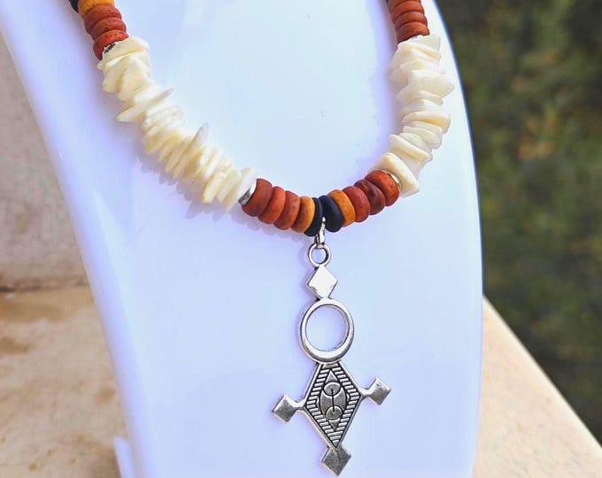 Collier amazigh berbère femme - Collier  croix du sud Touareg– collier berbère- collier ethnique- bijoux amazigh