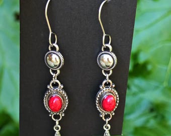 Magnifiques boucles d'oreilles kabyles métal argenté émaillé – amazigh, berbère -  bohèmes - ethnique- bijoux boho. Fait main