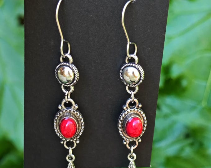 Magnifiques boucles d'oreilles kabyles métal argenté émaillé – amazigh, berbère -  bohèmes - ethnique- bijoux boho. Fait main