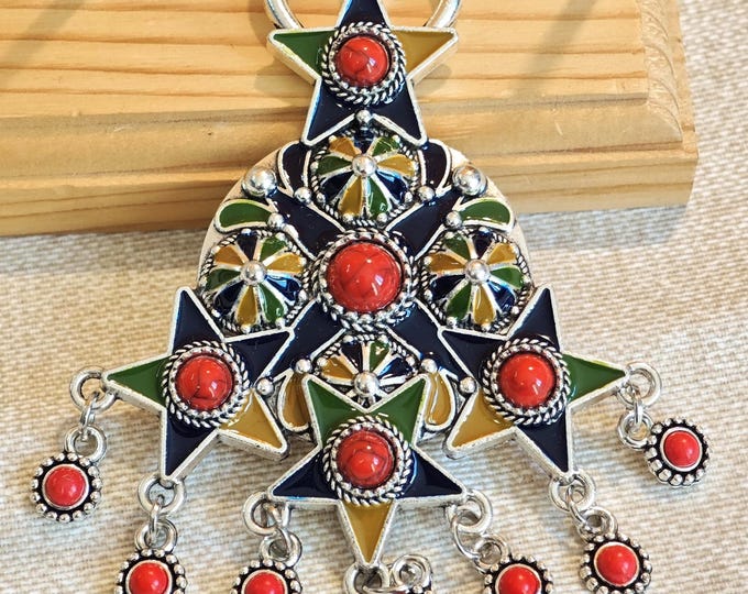 Magnifique broche amazigh berbère femme - berbère- ethnique- bijoux amazighs kabyle en métal émaillé.