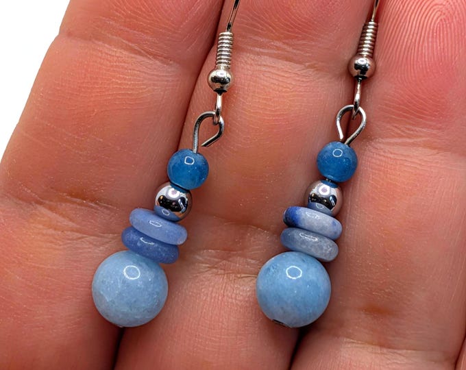 Boucles d'oreilles femme minimalistes en pierre naturelles semi-précieuses – boucles d'oreilles Océane - Fait main