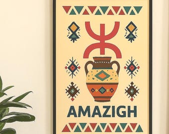 Pack de 2 posters- affiche- art mural amazigh à télécharger, tableau amazigh, Très haute résolution d'image, art à imprimer