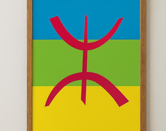 Poster - affiche- art mural -drapeau amazigh à télécharger, haute résolution d'image, art à imprimer- Drapeau Kabyle, drapeau berbère