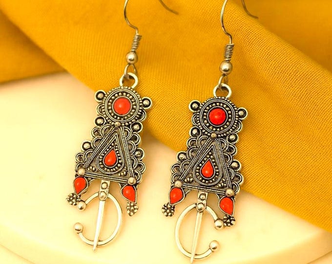 Boucles d'oreilles amazigh berbère femme - Tizerzit– boucles d'oreilles berbères- ethnique- bijoux amazigh.
