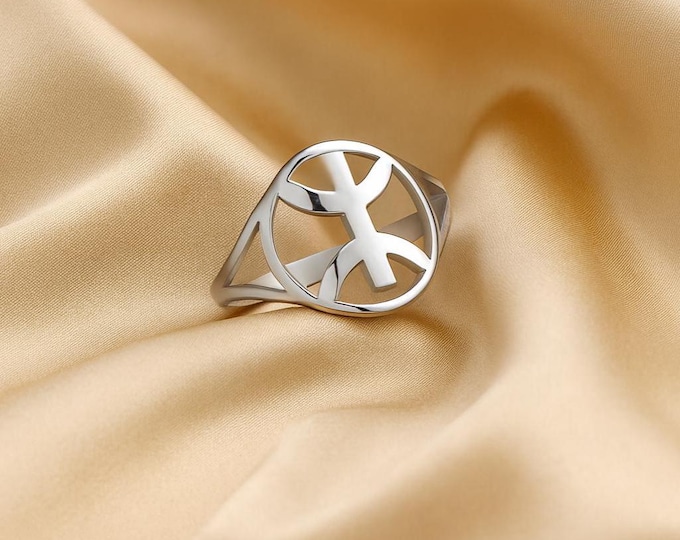 Bague homme - femme- avec le signe ⵣ amazigh – bague berbère- bague ethnique - bague Kabyle - Grande qualité acier inoxydable