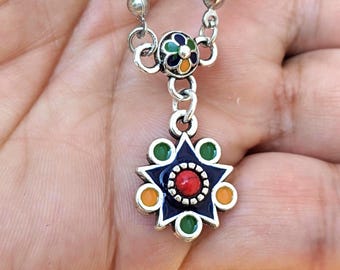 Collier amazigh perles de rocaille et pierre naturelles - collier berbère femme - Collier KABYLE– collier berbère- collier ethnique-