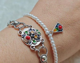 Lot de deux bracelets Kabyles faits main. – 2 bracelets berbères- bracelets ethniques - Kabyle / perles naturelles de coquillage
