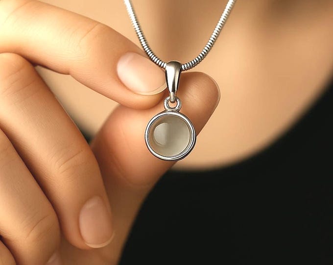 Collier argent sterling 925  pendentif en argent massif - pierre naturelle semi-précieuse - Minimaliste élégant pour tout type d'occasions.