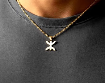 Collier homme - femme- avec le signe ⵣ amazigh – collier berbère- collier ethnique - Grande qualité acier inoxydable