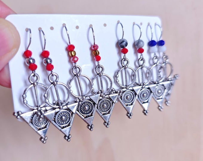 Lot de 4 paires de boucles d'oreilles amazigh berbère femme argent plaqué -Tizerzit– boucles d'oreilles berbère- ethnique- bijoux amazighs