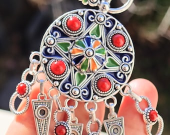 Magnifique broche amazigh berbère femme - berbère- ethnique- bijoux amazighs kabyle en métal émaillé.