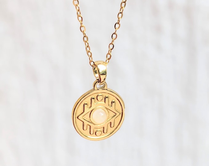 Collier femme acier inoxydable- avec le signe oeil protecteur – collier ethnique - Grande qualité acier inoxydable
