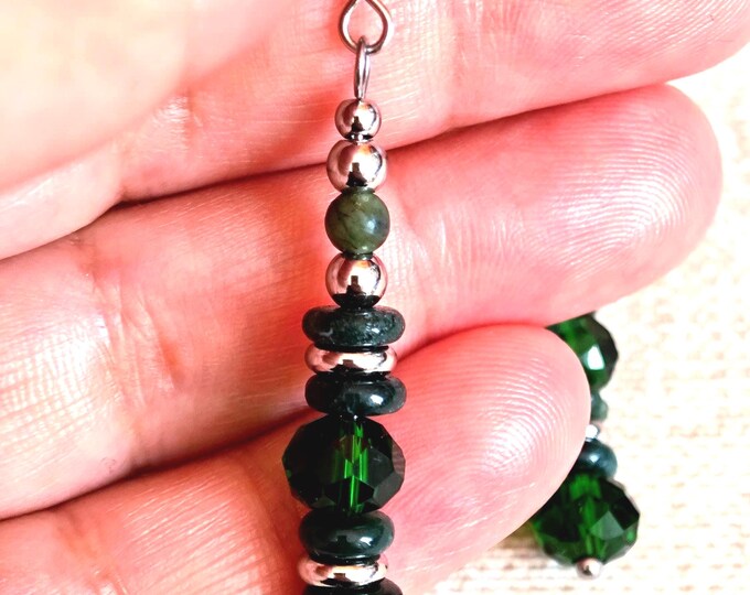 Boucles d'oreilles perles en verre et perles de séparation en acier inoxydable femme - crochet d'oreille acier inoxydable