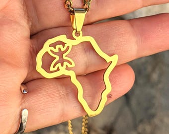 Collier homme et femme - amazigh berbère afrique  avec une chaîne, tout en acier inoxydable– collier ethnique