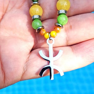 Amazigh women&#39;s necklace with natural beads - with the Amazigh ⵣ sign - Berber necklace - ethnic necklace - Handmade, unique jewelry