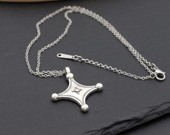 Collier amazigh berbère mixte avec pendentif argent- Collier  croix du sud Touareg– collier berbère- collier ethnique- bijoux amazighs