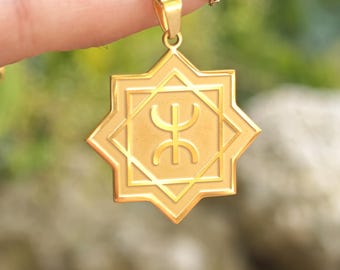 Collier homme - femme- avec le signe ⵣ amazigh – collier berbère- collier ethnique - Grande qualité acier inoxydable