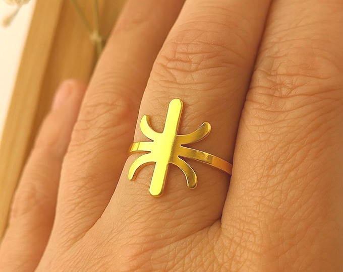 Bague homme - femme- avec le signe ⵣ amazigh – bague berbère- bague ethnique - bague Kabyle - Grande qualité acier inoxydable
