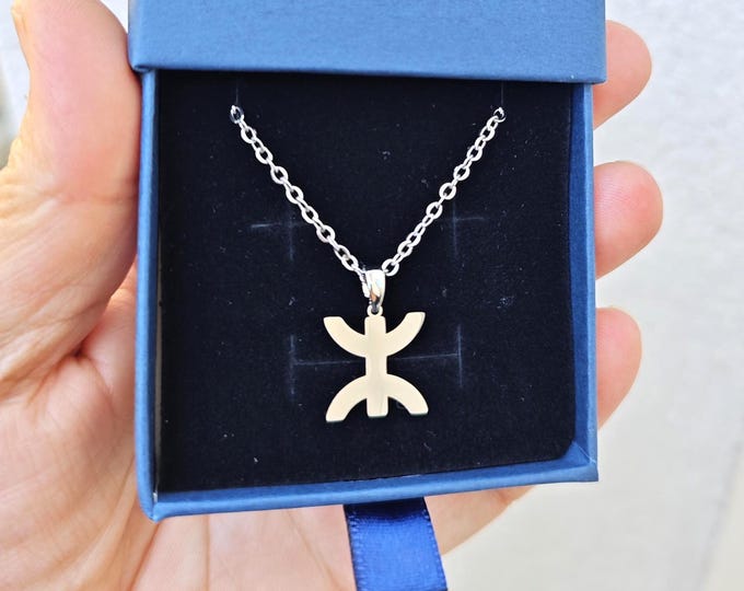 Magnifique collier acier inoxydable - avec le signe ⵣ amazigh – collier berbère- collier ethnique - Grande qualité acier inoxydable