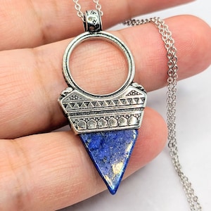 Tuareg women&#39;s necklace, 925 sterling silver - solid silver pendant and chain - ethnic necklace with genuine stone