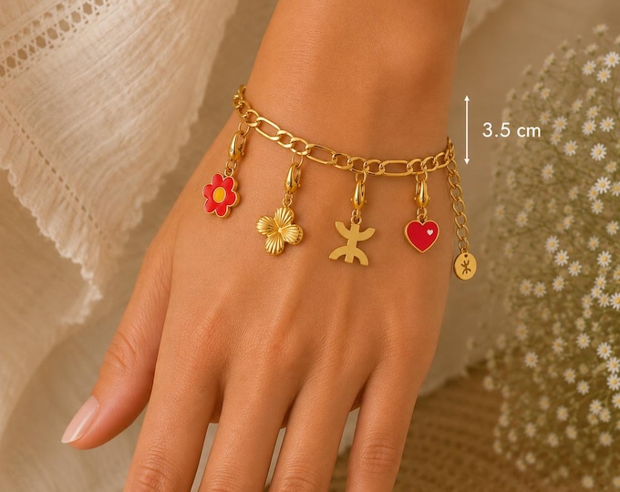 Bracelet personnalisé avec pampilles Acier Inoxydable–Bracelet Personnalisé - Cadeau personnalisé. Grande qualité