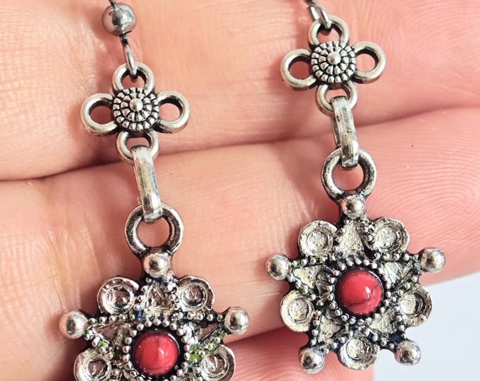 Boucles d'oreilles amazigh berbère femme métal argenté sans émail - boucles d'oreilles berbères- ethnique- bijoux amazigh.