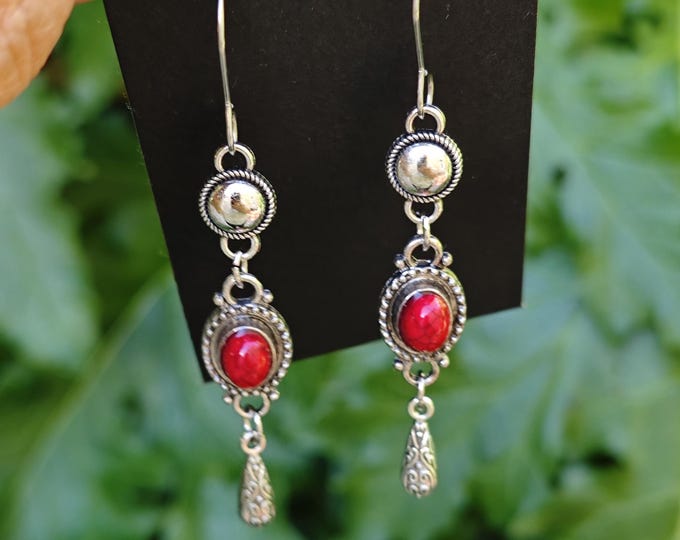 Magnifiques boucles d'oreilles kabyles métal argenté émaillé – amazigh, berbère -  bohèmes - ethnique- bijoux boho. Fait main