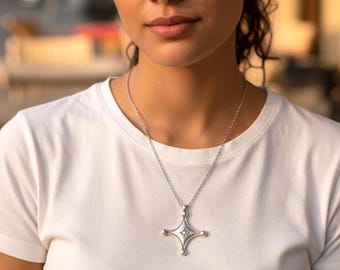 Collier amazigh berbère mixte avec pendentif argent- Collier  croix du sud Touareg– collier berbère- collier ethnique- bijoux amazighs