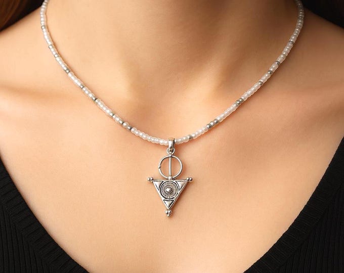 Collier amazigh berbère femme - Collier Tizerzit– collier berbère- collier ethnique- bijoux amazighs. Fait main