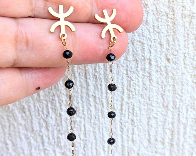 Boucles d'oreilles YAZ tifinagh acier inoxydable– Adaptation moderne d’un bijou amazigh– berbères- ethniques- bijoux amazigh.