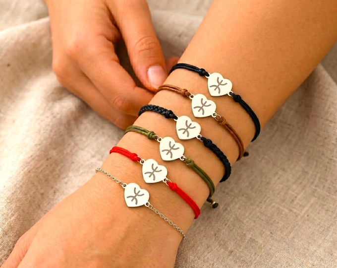 Bracelet amazigh coeur femme- avec le signe ⵣ amazigh – bracelet berbère- bracelet ethnique - Kabyle - acier inoxydable