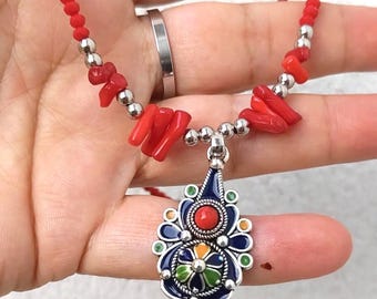 Collier amazigh acier inoxydable - collier berbère femme - Collier KABYLE– collier berbère- collier ethnique- bijoux amazighs. Fait main