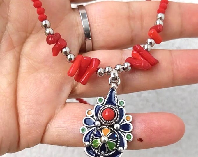 Collier amazigh acier inoxydable - collier berbère femme - Collier KABYLE– collier berbère- collier ethnique- bijoux amazighs. Fait main