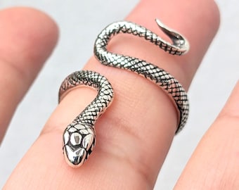 Bague argent femme motif serpent - Taille ajustable. 925 en argent Sterling - Bague de grande qualité - bijoux serpent