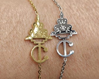 Bracelet plaqué or 18k - fibule Amazighe en Acier Inoxydable plaqué or 18k – berbère- bracelet ethnique - Grande qualité acier inoxydable