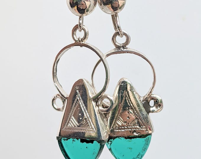 Boucles d'oreilles ARGENT 925 authentiques et artisanales Argent 925 massif - style créoles allongées. Faites à la main - touareg du Niger